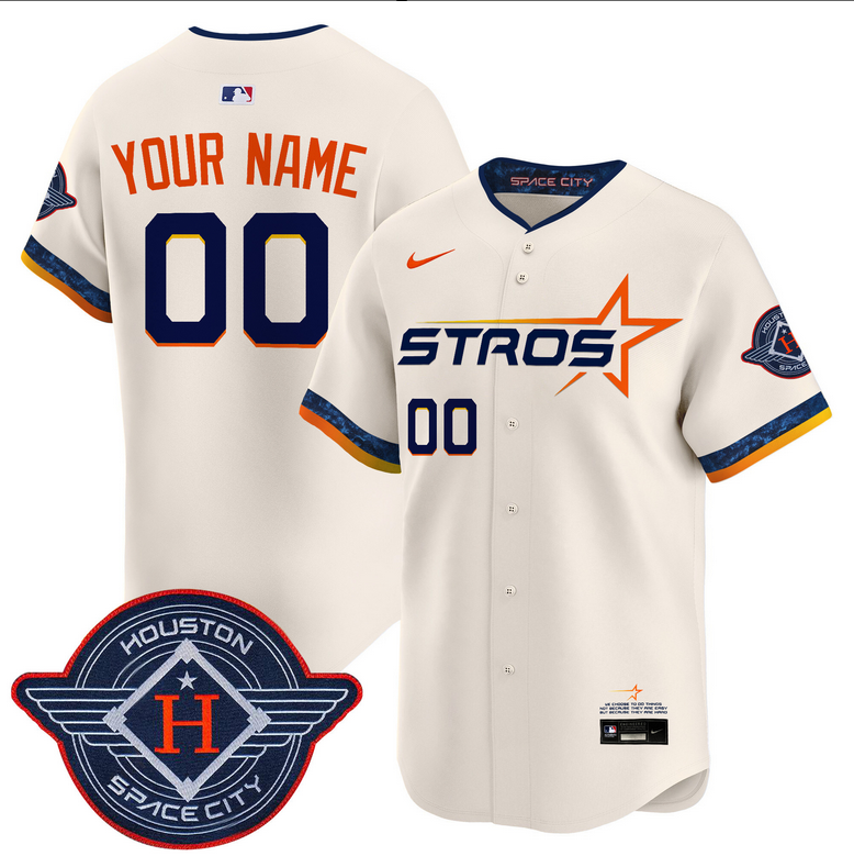 Men Houston Astros 2025 City Connect Vapor cream Limited Custom Stitched Jersey